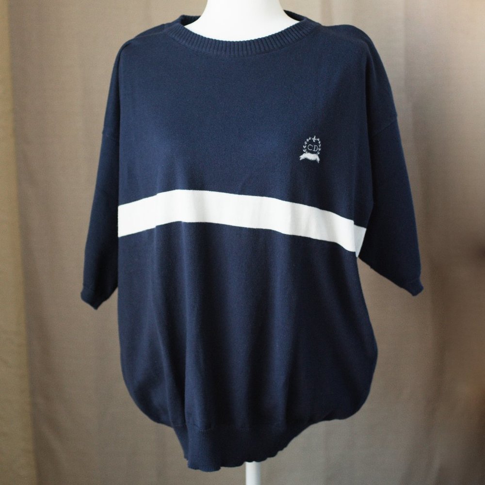 Rare Vintage 80's Design Christian Dior 100% Cotton Navy Shirt